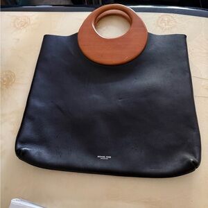 Michael Kors Black Tote with Circular Wooden Handles